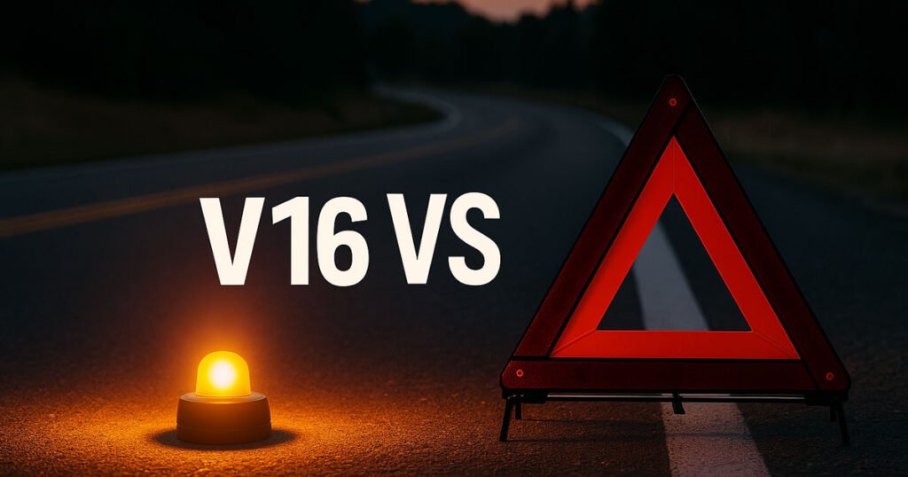 Baliza V16 vs triángulos de emergencia